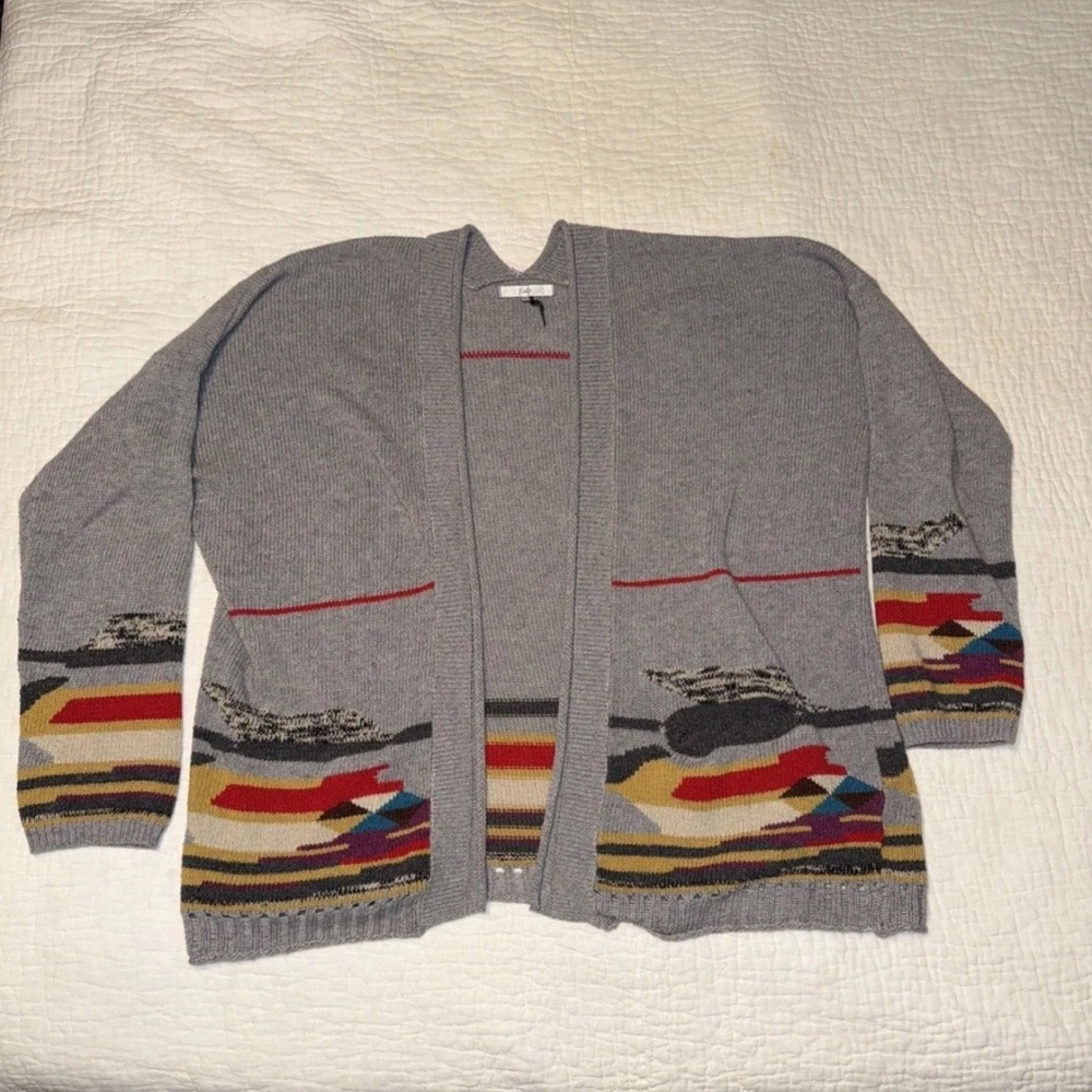 Fate Gray Multicolor Patterned Cardigan